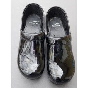 Womens Dansko Patent Leather Clogs Black Nursing Shoes Size EU 41 US 10.5